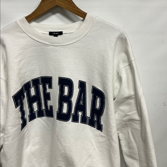 The Bar Varsity Sweatshirt in White Navy Blue Women’s M - Picture 3 of 5